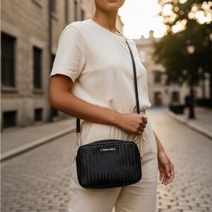 Michael Kors Woven Black Crossbody Bag